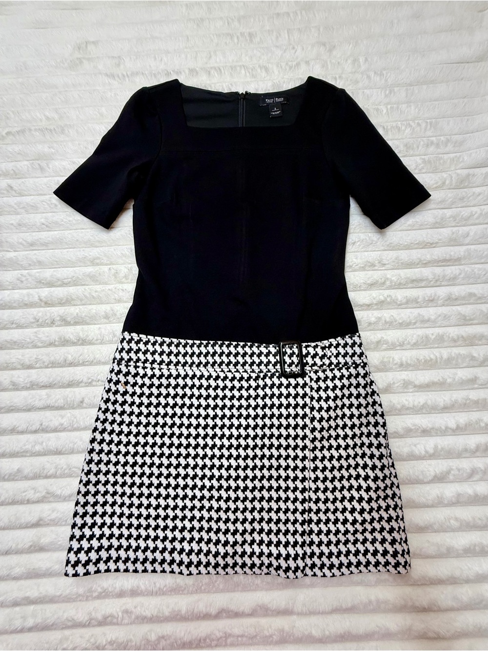 White House Black Market Black & White Houndstooth Mini Dress